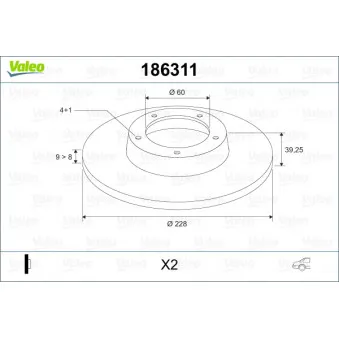 VALEO 186311 - Jeu de 2 disques de frein arrière