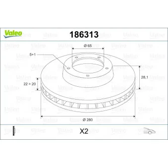 Jeu de 2 disques de frein avant VALEO OEM 1H0615301A