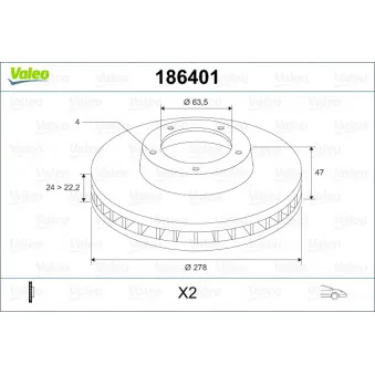 Jeu de 2 disques de frein avant VALEO OEM 4070864