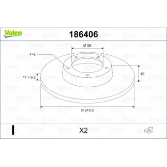 Jeu de 2 disques de frein arrière VALEO OEM 0060811879