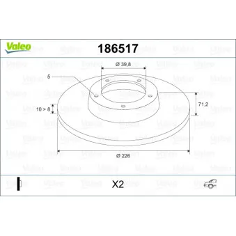 VALEO 186517 - Jeu de 2 disques de frein arrière