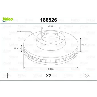 VALEO 186526 - Jeu de 2 disques de frein avant