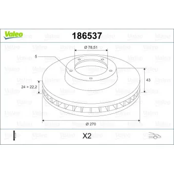 VALEO 186537 - Jeu de 2 disques de frein avant