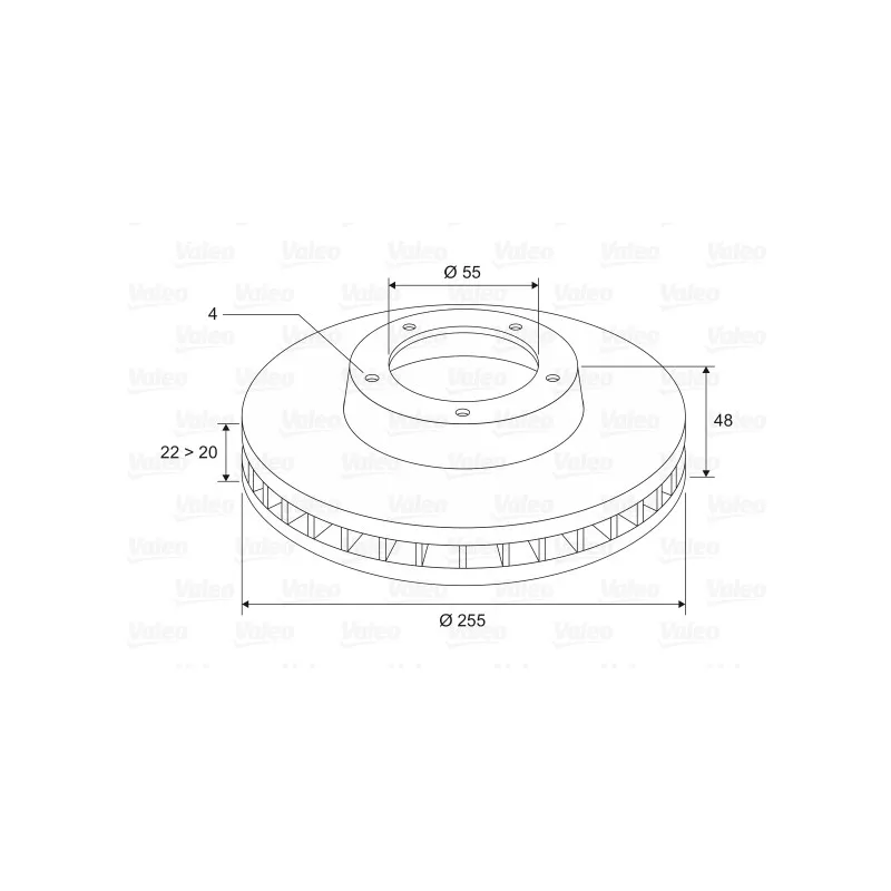 Jeu de 2 disques de frein avant VALEO 186701 - Visuel 1