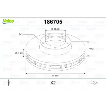Jeu de 2 disques de frein avant VALEO OEM 4351205030