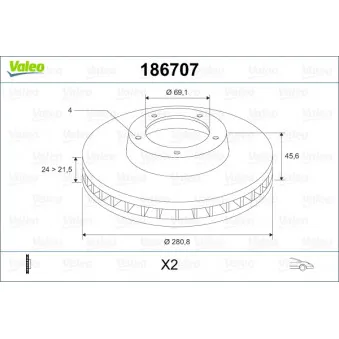 Jeu de 2 disques de frein avant VALEO OEM M818027
