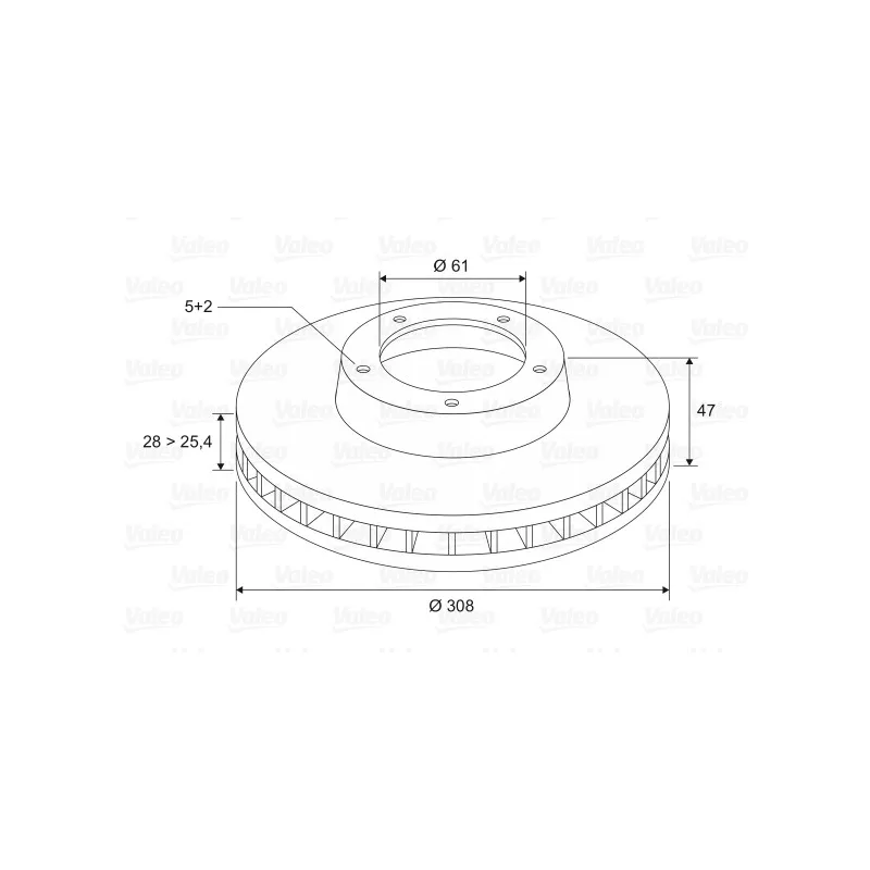 Jeu de 2 disques de frein avant VALEO 186717 - Visuel 1