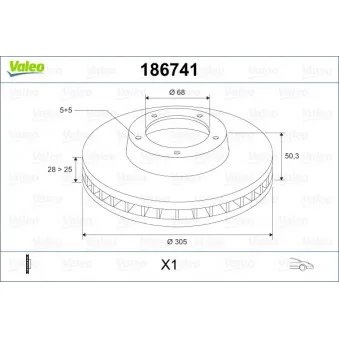 VALEO 186741 - Jeu de 2 disques de frein avant