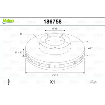 VALEO 186758 - Jeu de 2 disques de frein avant