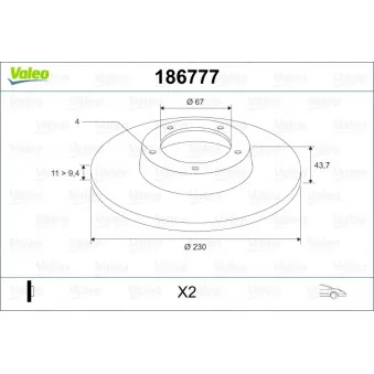 Jeu de 2 disques de frein avant VALEO OEM 5171202100