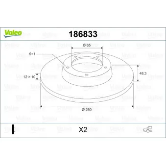 VALEO 186833 - Jeu de 2 disques de frein arrière