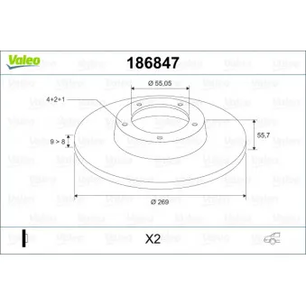 Jeu de 2 disques de frein arrière VALEO OEM 4243112250