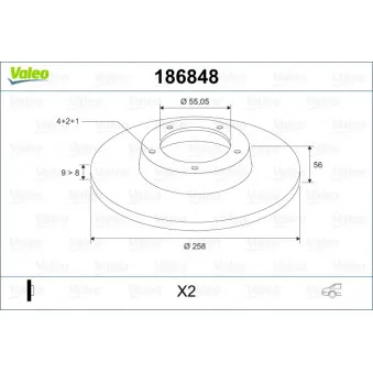 Jeu de 2 disques de frein arrière VALEO OEM 4243102070