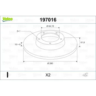 VALEO 197016 - Jeu de 2 disques de frein arrière