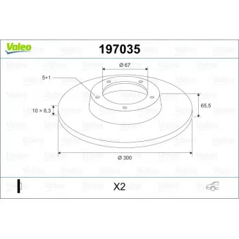 VALEO 197035 - Jeu de 2 disques de frein arrière