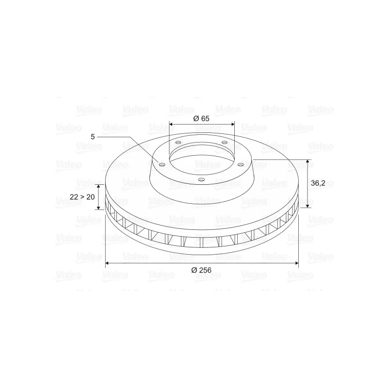 Jeu de 2 disques de frein arrière VALEO 197088 - Visuel 1