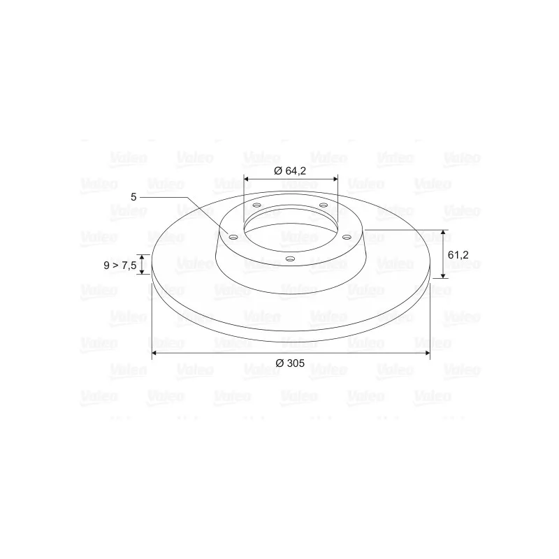 Jeu de 2 disques de frein arrière VALEO 197102 - Visuel 1