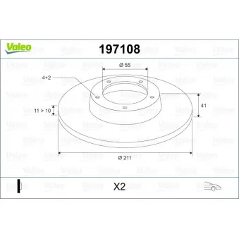 Jeu de 2 disques de frein avant VALEO OEM 4351297207
