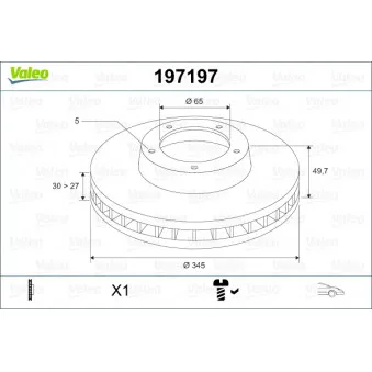 Jeu de 2 disques de frein avant VALEO OEM 1K0615301M