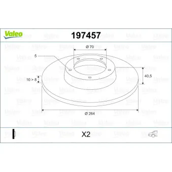 Jeu de 2 disques de frein arrière VALEO OEM 51815313