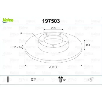 VALEO 197503 - Jeu de 2 disques de frein arrière