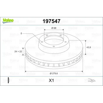 Jeu de 2 disques de frein avant VALEO OEM 402061KA3B