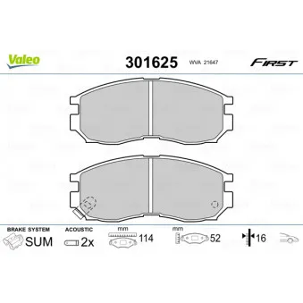 Jeu de 4 plaquettes de frein avant VALEO OEM MB895072