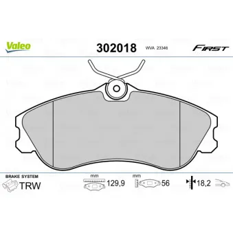 VALEO 302018 - Jeu de 4 plaquettes de frein avant