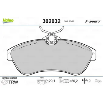 Jeu de 4 plaquettes de frein avant VALEO OEM 1611334680