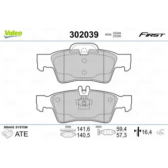 Jeu de 4 plaquettes de frein arrière VALEO OEM A0074201020
