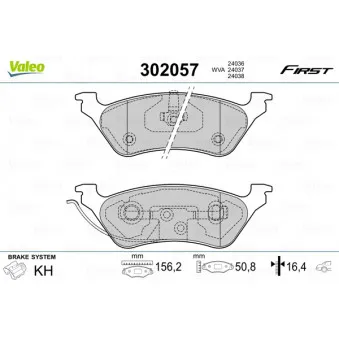 VALEO 302057 - Jeu de 4 plaquettes de frein arrière