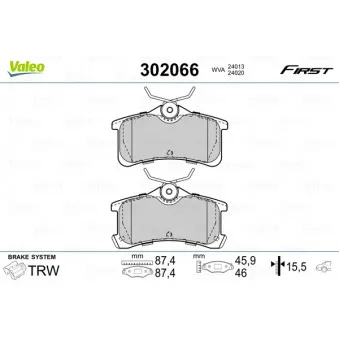 Jeu de 4 plaquettes de frein arrière VALEO OEM 0446620130
