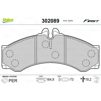 Jeu de 4 plaquettes de frein avant VALEO OEM 2D0698151B