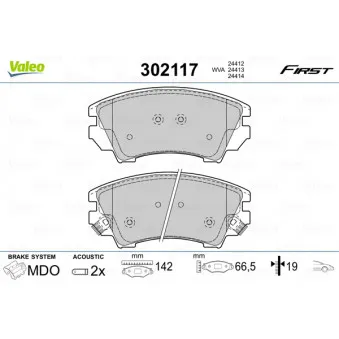 VALEO 302117 - Jeu de 4 plaquettes de frein avant