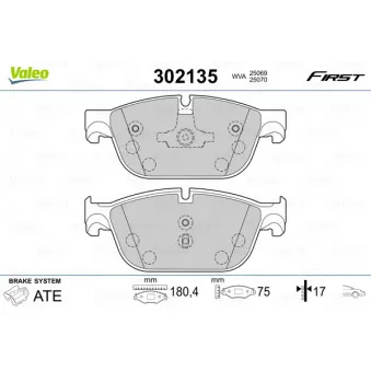 Jeu de 4 plaquettes de frein avant VALEO OEM 1610104080