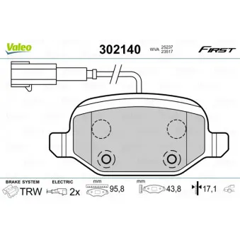 Jeu de 4 plaquettes de frein arrière VALEO OEM 77365858