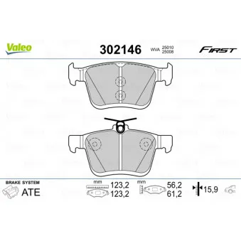 Jeu de 4 plaquettes de frein arrière VALEO 302146