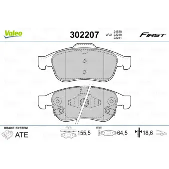 Jeu de 4 plaquettes de frein avant VALEO OEM 77367213