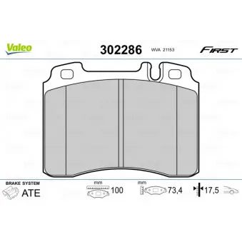 Jeu de 4 plaquettes de frein avant VALEO OEM A0054200220