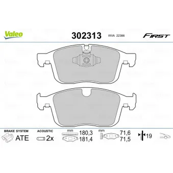 VALEO 302313 - Jeu de 4 plaquettes de frein avant