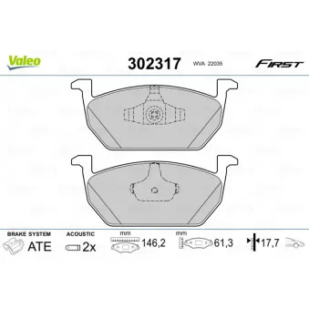 Jeu de 4 plaquettes de frein arrière VALEO OEM 5Q0698151H