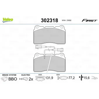 Jeu de 4 plaquettes de frein avant VALEO OEM 77362692