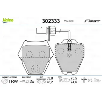 Jeu de 4 plaquettes de frein avant VALEO 302333