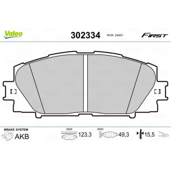 VALEO 302334 - Jeu de 4 plaquettes de frein avant