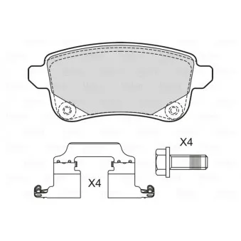 Jeu de 4 plaquettes de frein arrière VALEO OEM 440603558R