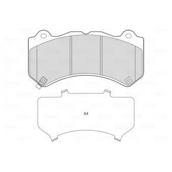 Jeu de 4 plaquettes de frein avant VALEO OEM 25940447