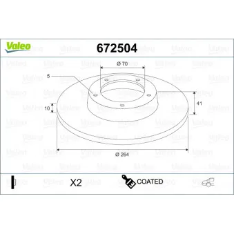Jeu de 2 disques de frein arrière VALEO OEM 51815313