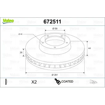 Jeu de 2 disques de frein avant VALEO OEM 46765546