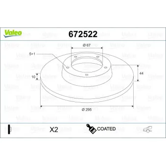 Jeu de 2 disques de frein arrière VALEO OEM 2464230112