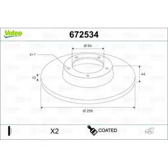 Jeu de 2 disques de frein arrière VALEO OEM 34211503070